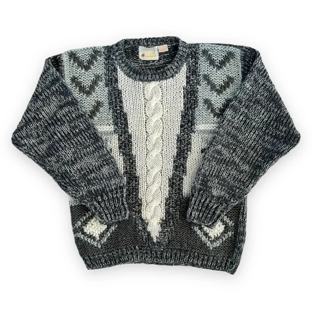 𝅺vintage Hand Knit Saddlebred Chunky Sweater